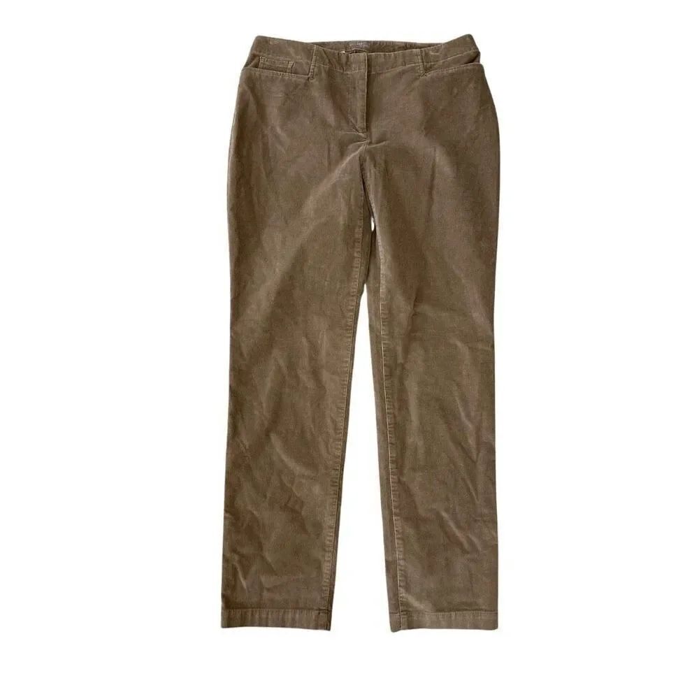 J. Jill Flat Front Soft Thin Wale Corduroy Pants cotton stretch size 8